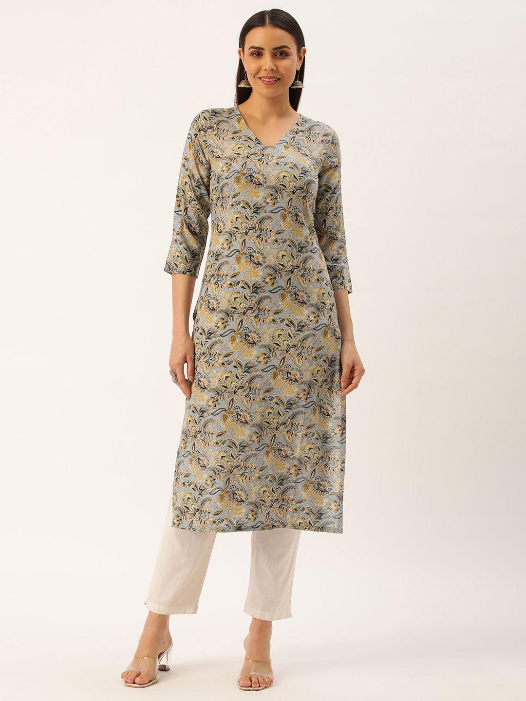 saanjh women floral printed straight kurta