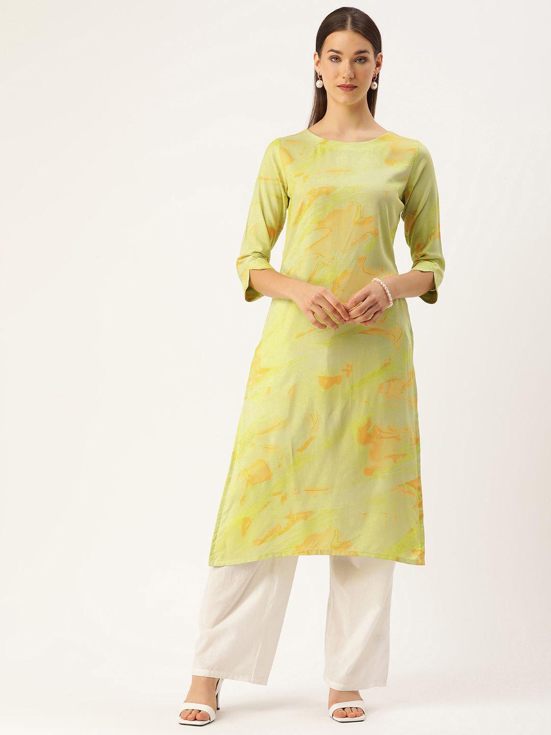 saanjh women green printed kurta