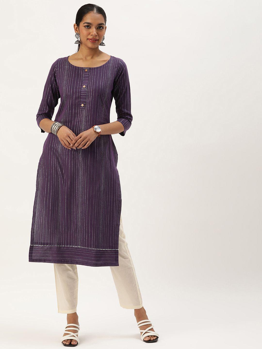 saanjh women striped cotton kurta