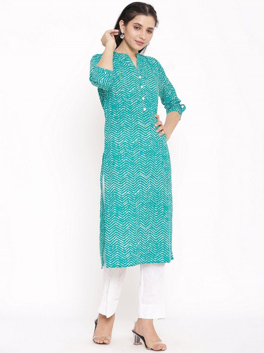 saart bunaai women green printed flared sleeves anarkali kurta