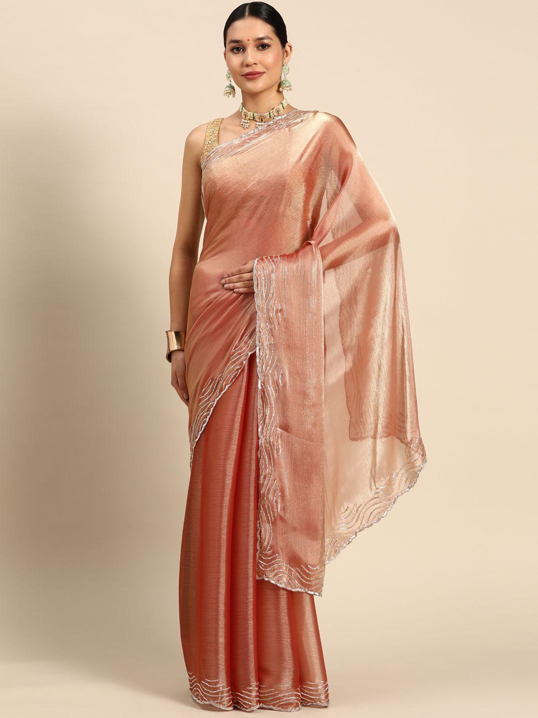 saarya beads and stones tissue saree