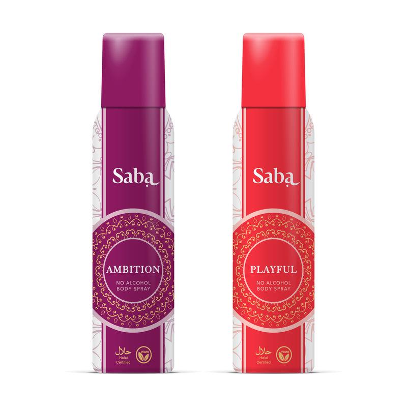 saba ambition and playful deodorant no alcohol body spray combo pack