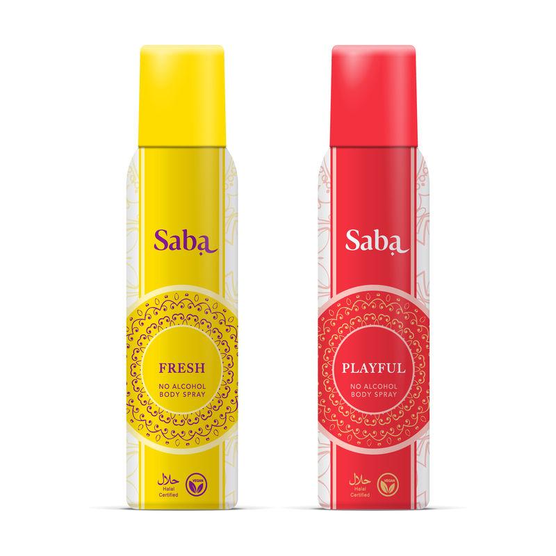 saba fresh and playful deodorant no alcohol body spray combo pack