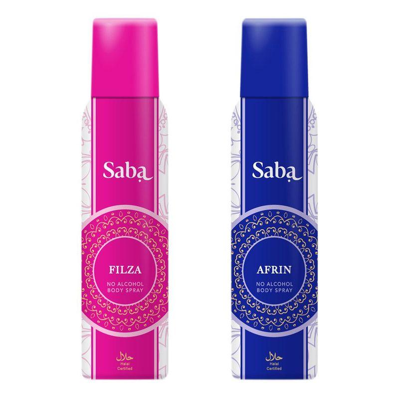 saba afrin and filza no alcohol body spray combo pack