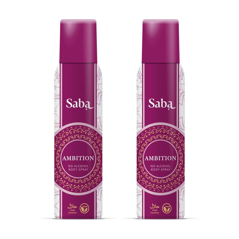 saba ambition deodorant no alcohol body spray (pack of 2)