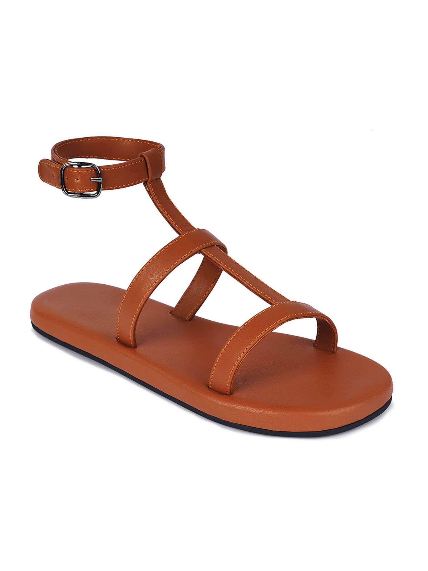 saba t-strap vegan leather tan sandals