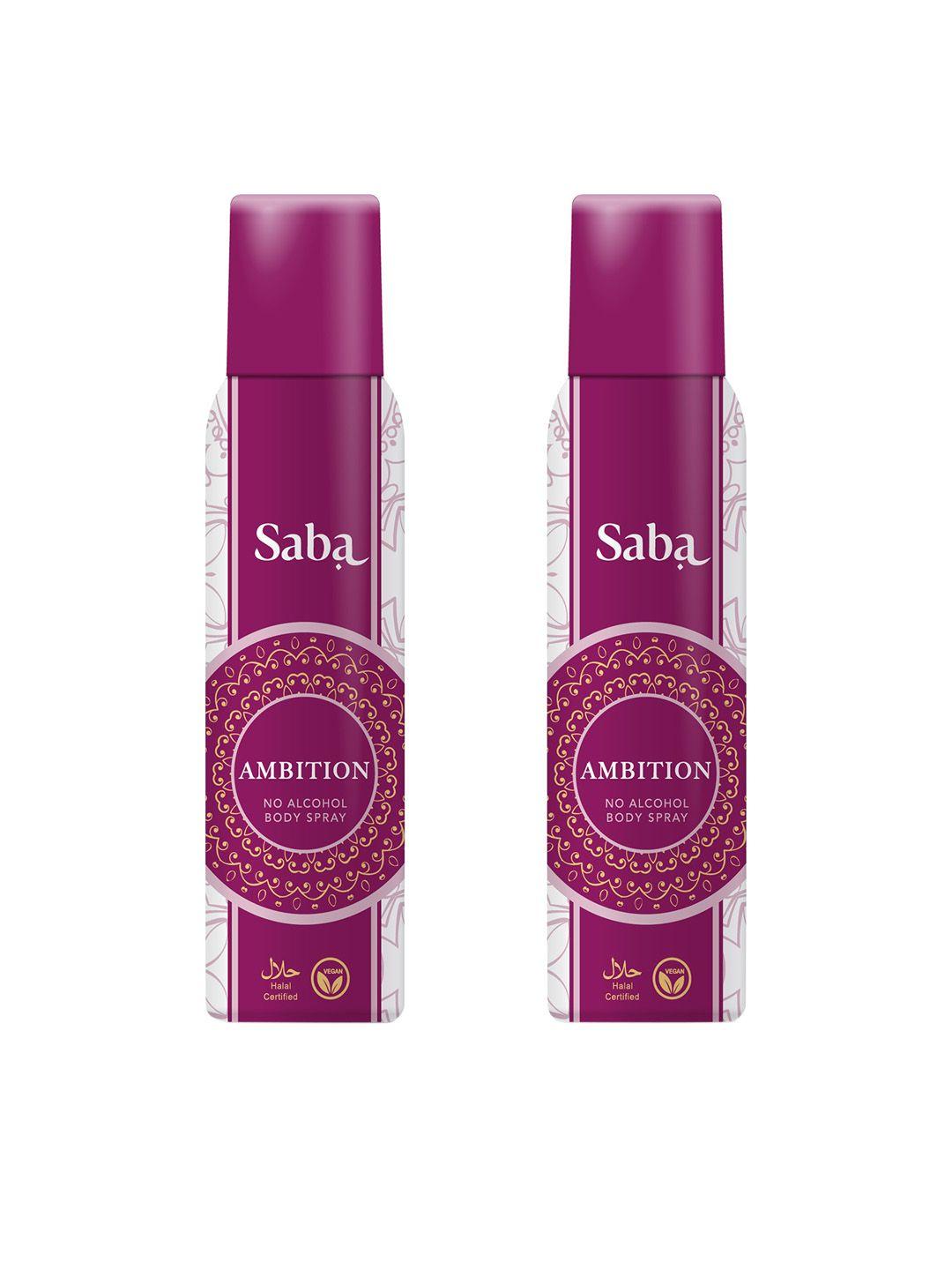 saba women set of 2 ambition no alcohol deodorant body spray - 150 ml each