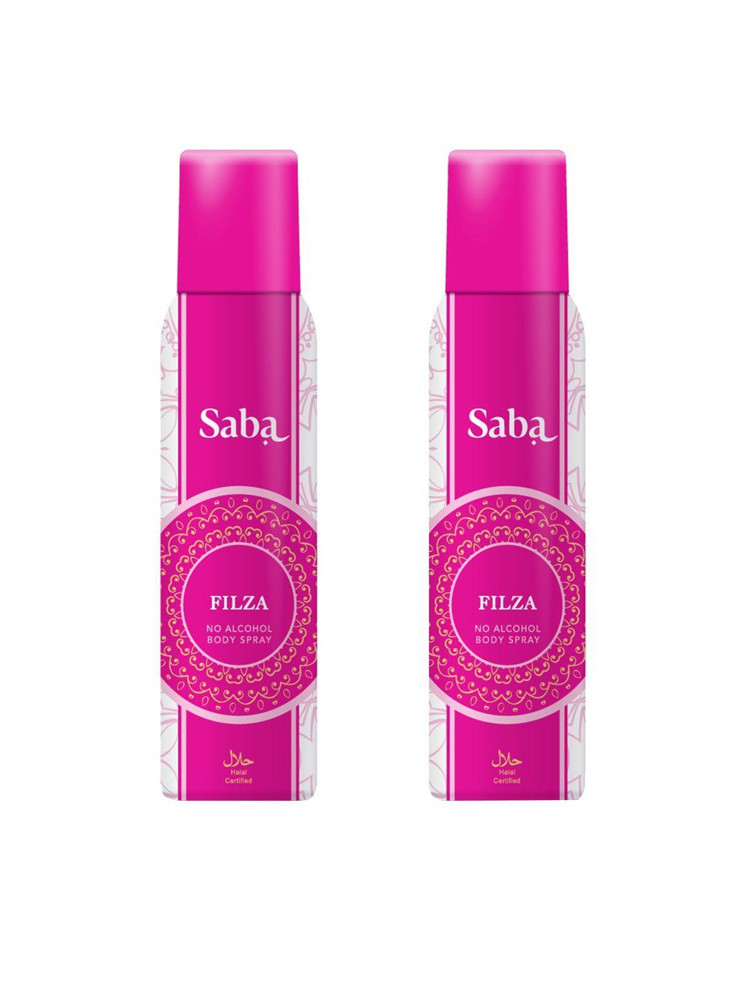 saba women set of 2 vegan filza no alcohol deodorant body spray - 150 ml each