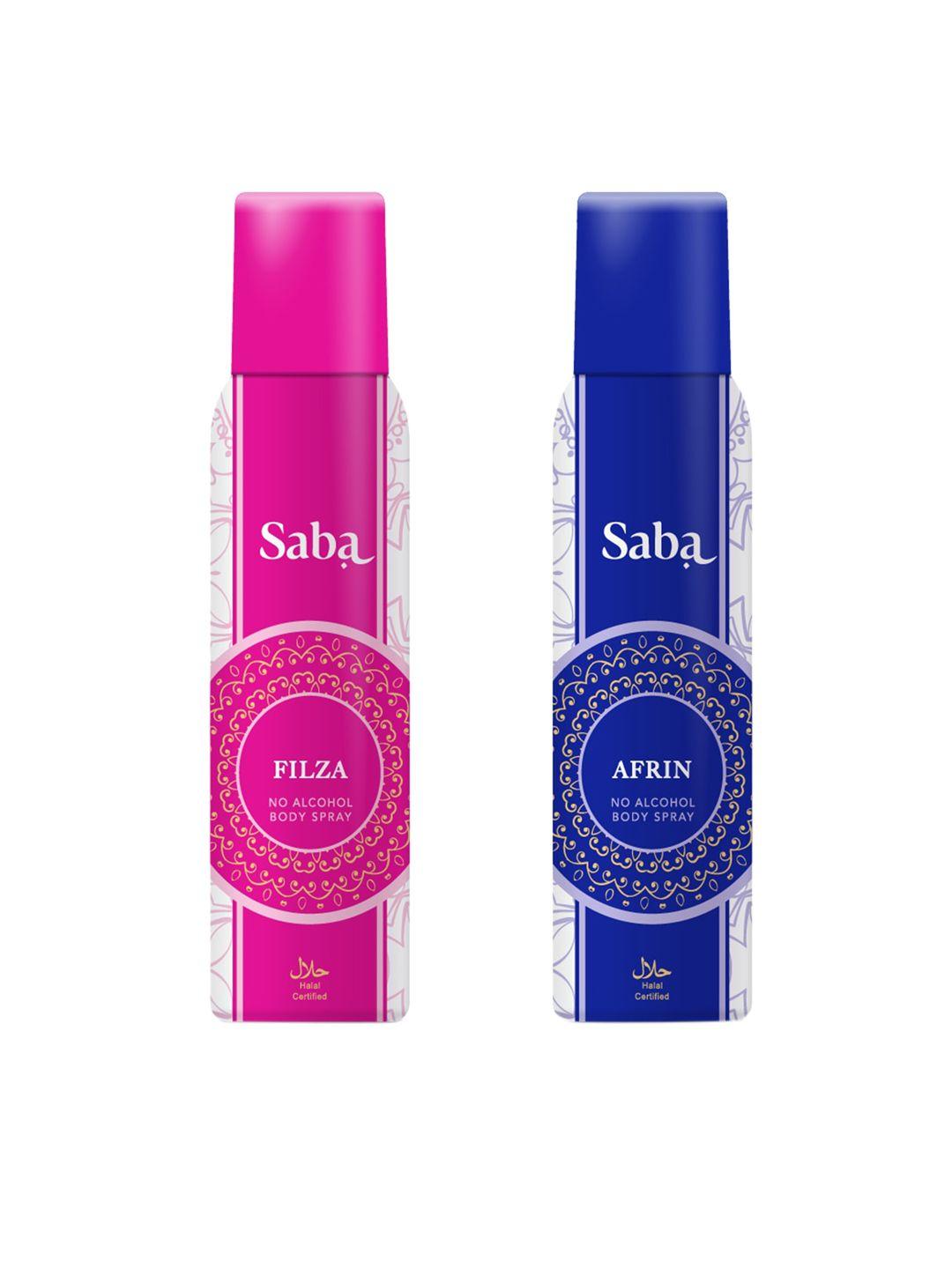 saba women set of filza + afrin no alcohol body spray - 150 ml each