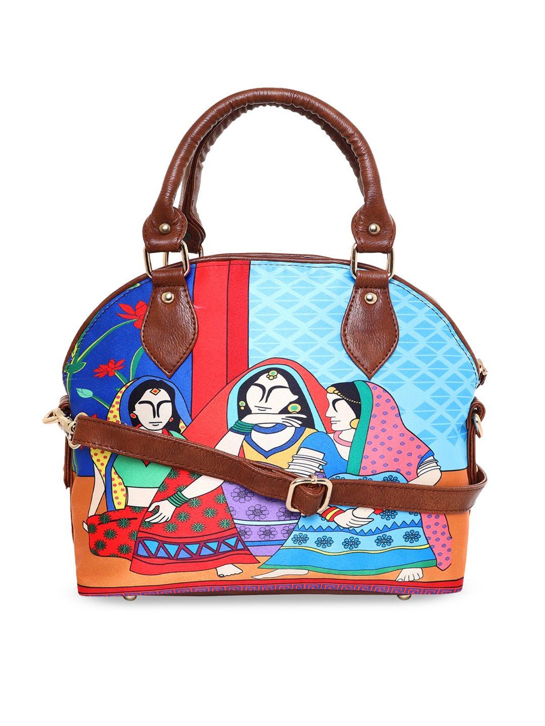 sabhyata multicoloured printed structured handheld bag