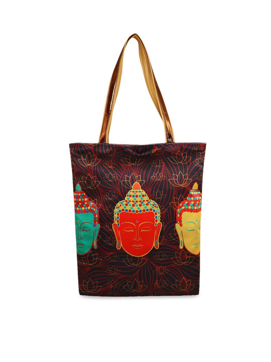 sabhyata multicoloured printed tote bag for women with applique