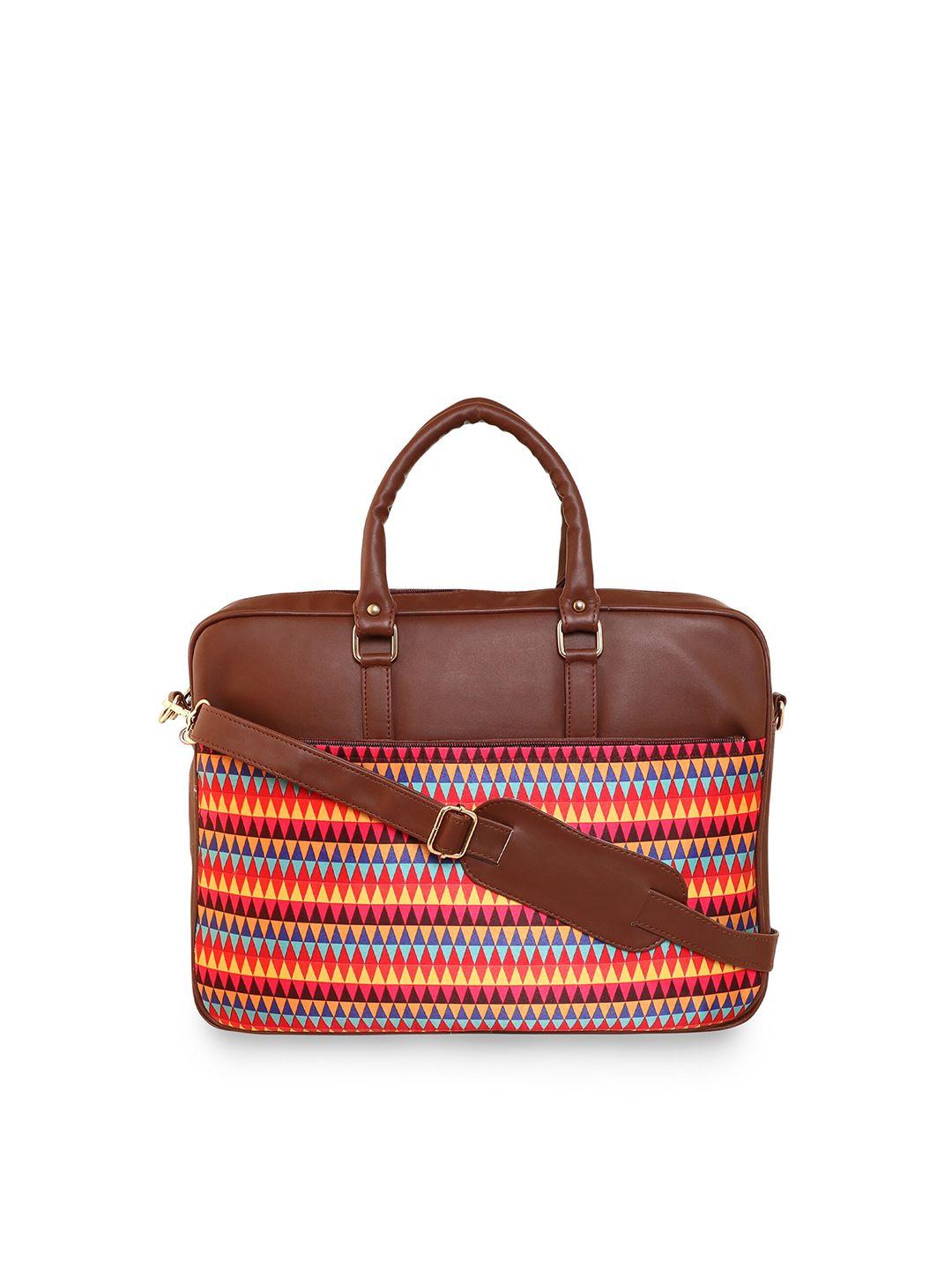 sabhyata printed pu laptop bag