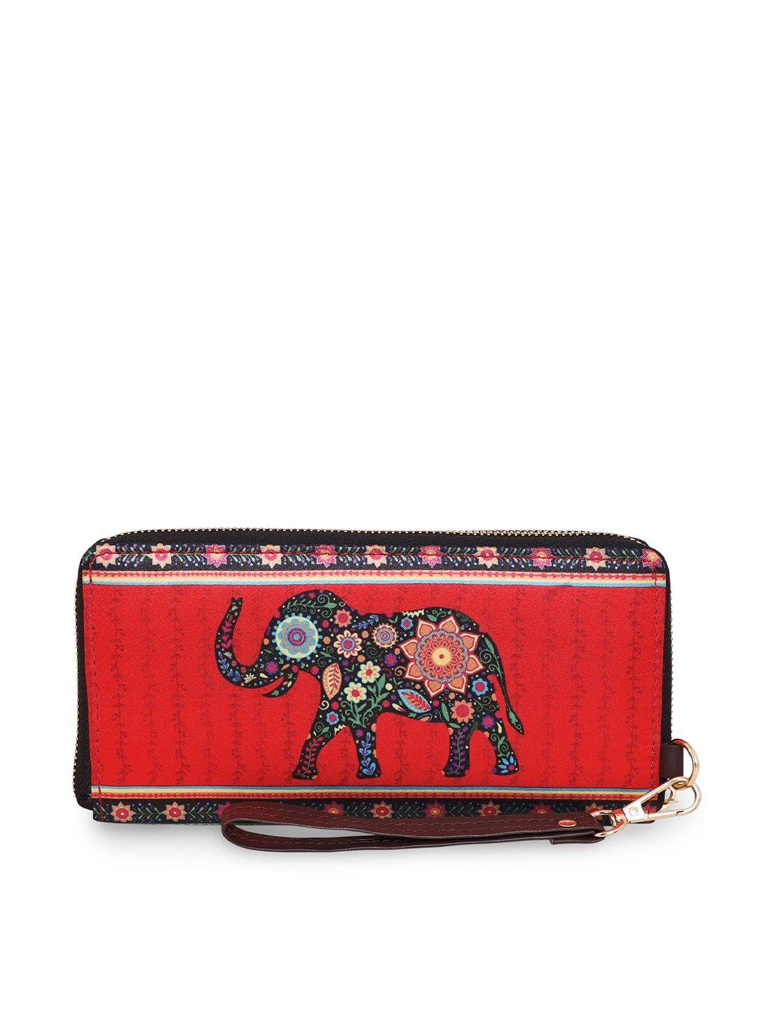 sabhyata women ethnic motifs printed zip around wallet