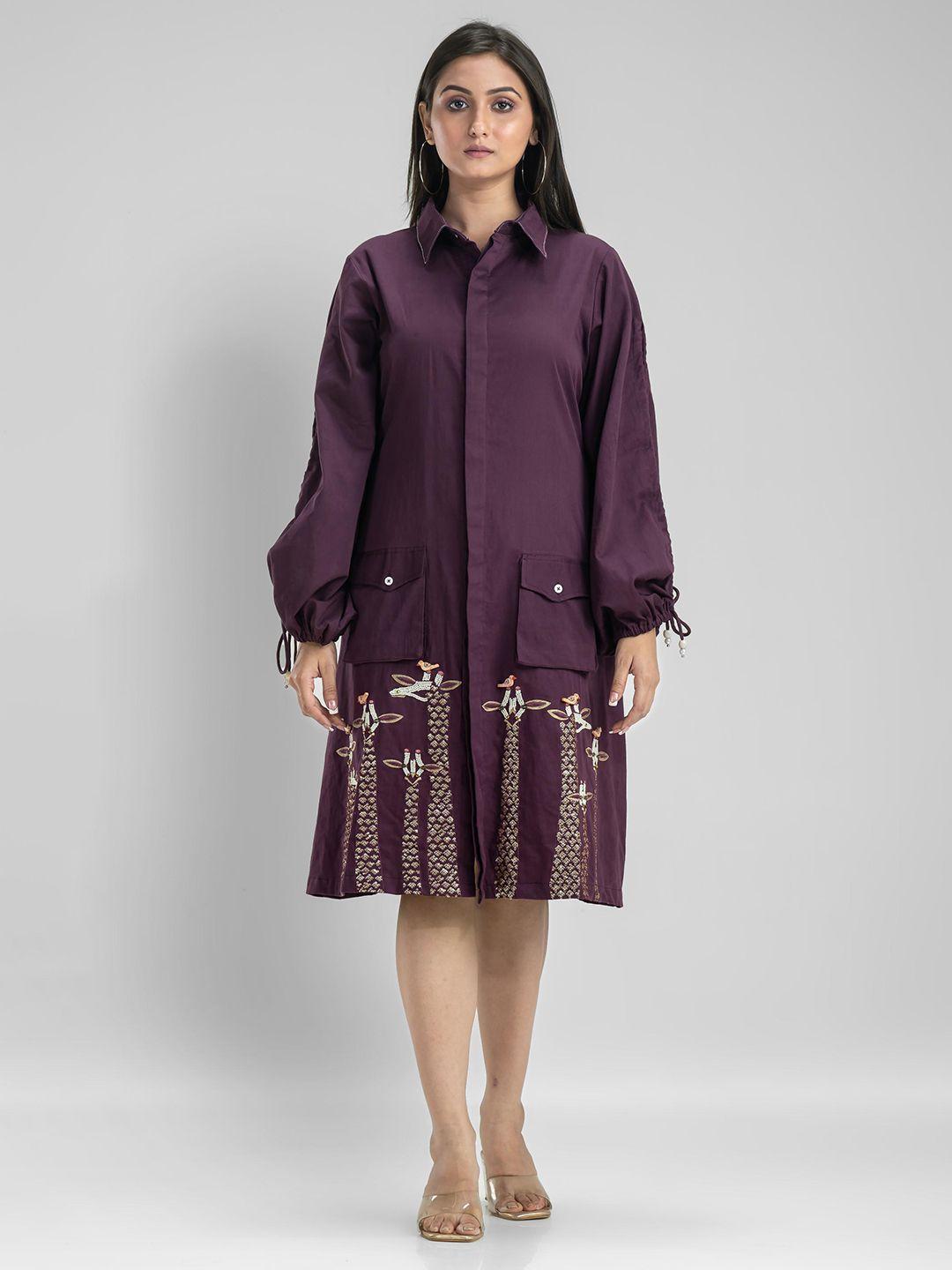 sacred suta floral print satin shirt dress