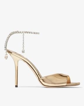 saeda 100 liquid metal sandals with crystal embellishment