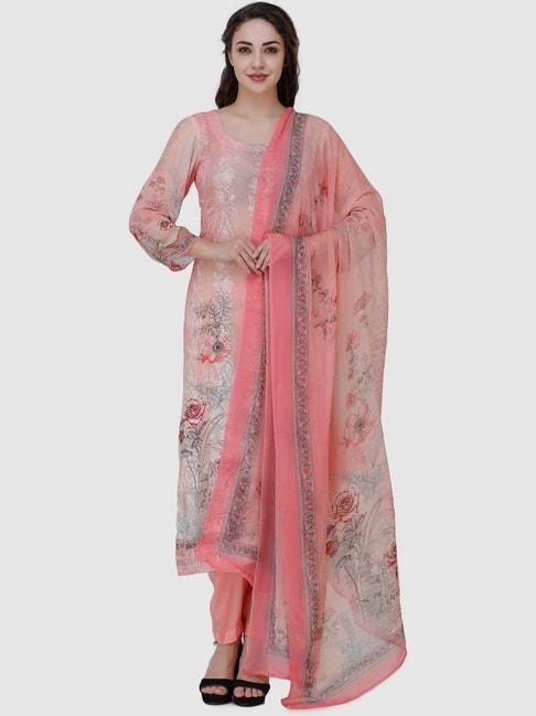 safaa peach embroidered unstitched dress material