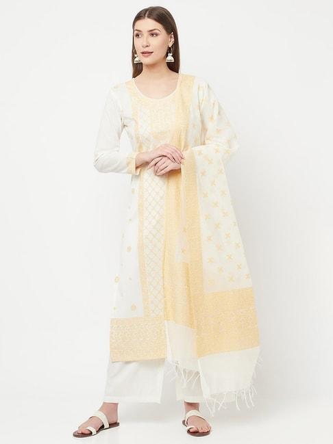 safaa white woven pattern unstitched dress material