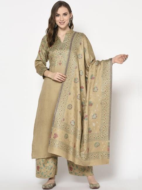 safaa beige woven pattern unstitched dress material