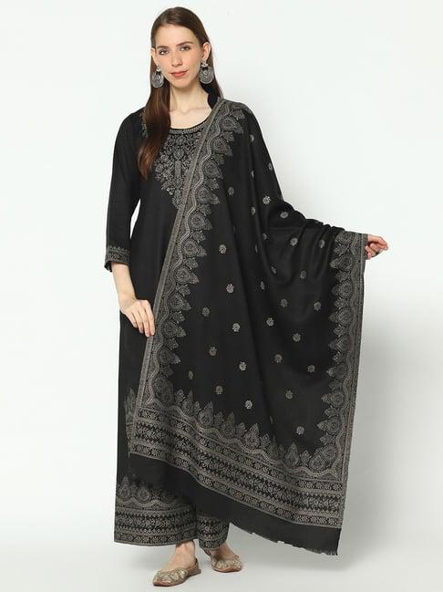 safaa black woven pattern unstitched dress material