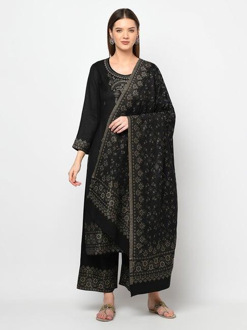 safaa black woven pattern unstitched dress material