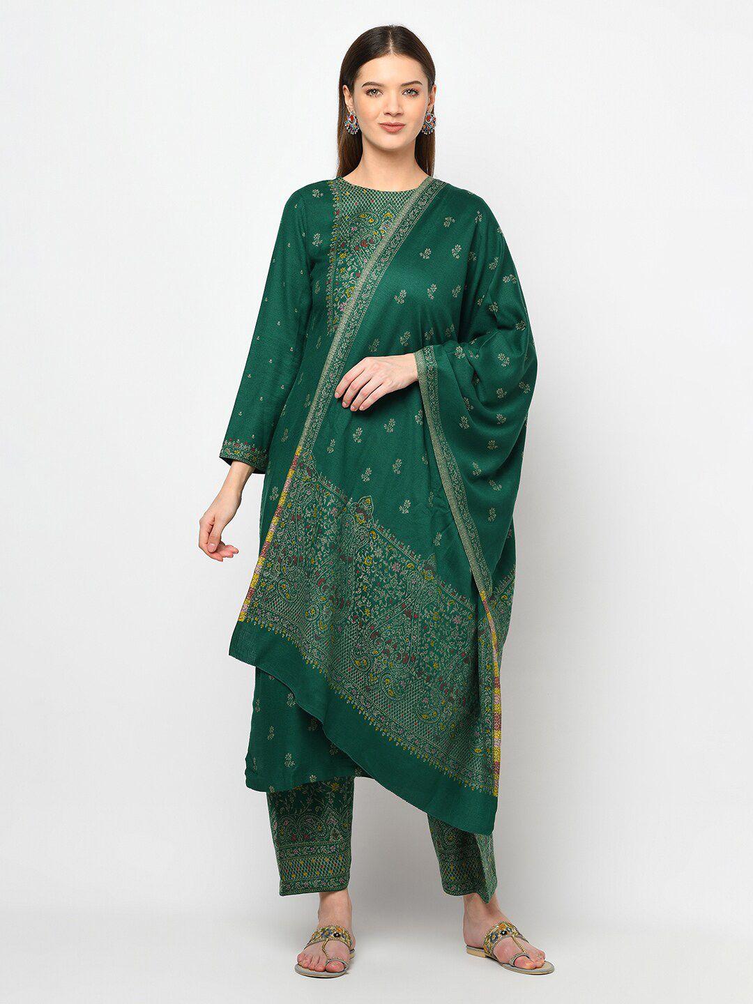 safaa green & yellow viscose rayon unstitched dress material