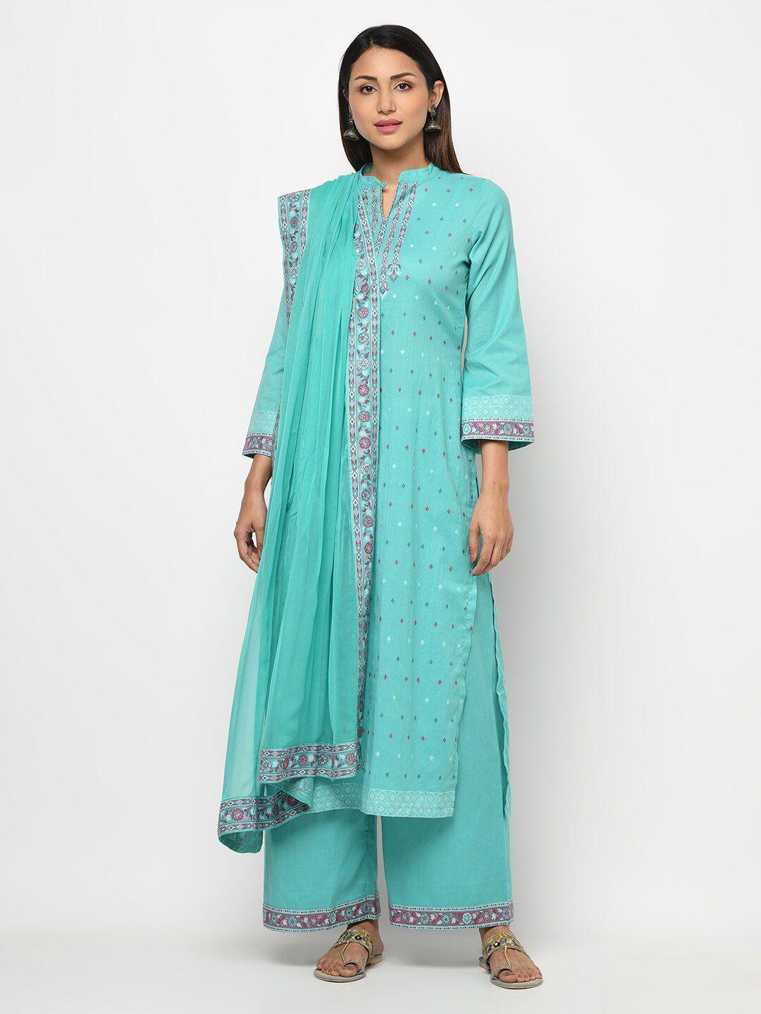 safaa green unstitched dress material