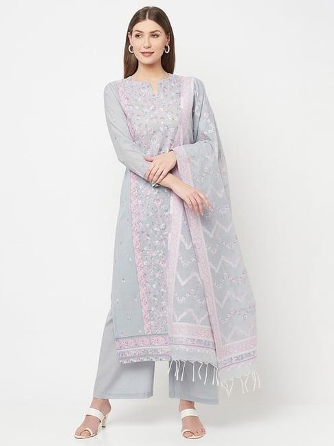 safaa grey woven pattern unstitched dress material