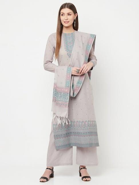 safaa grey woven pattern unstitched dress material