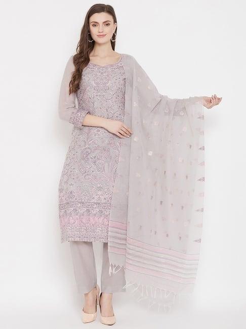 safaa grey woven pattern unstitched dress material