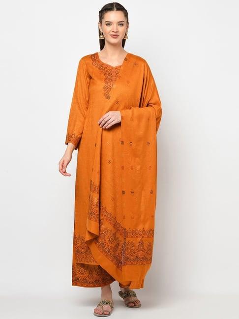 safaa mustard woven pattern unstitched dress material