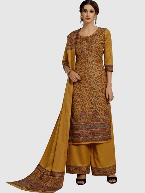 safaa mustard woven pattern unstitched dress material