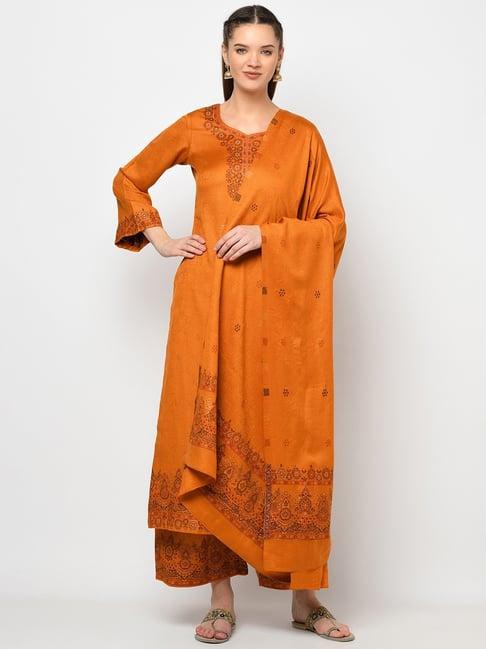 safaa mustard woven pattern unstitched dress material