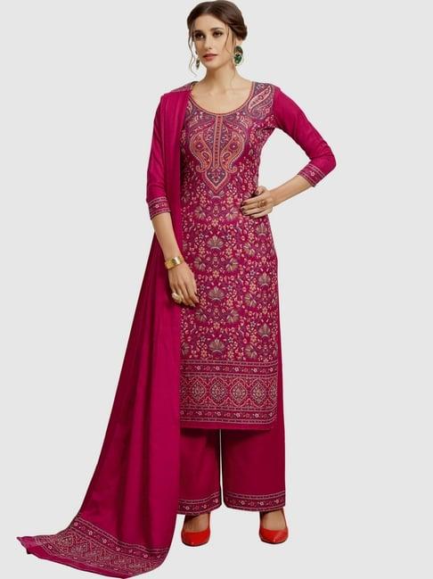 safaa pink woven pattern unstitched dress material