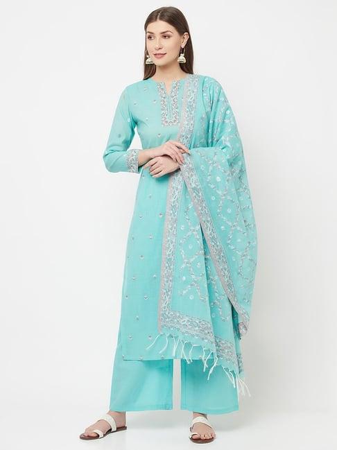safaa sea green woven pattern unstitched dress material
