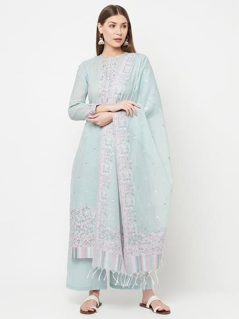 safaa sea green woven pattern unstitched dress material