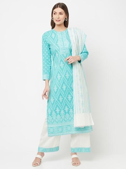 safaa sky blue woven pattern unstitched dress material