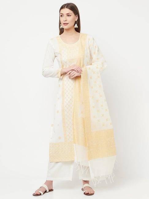 safaa white woven pattern unstitched dress material