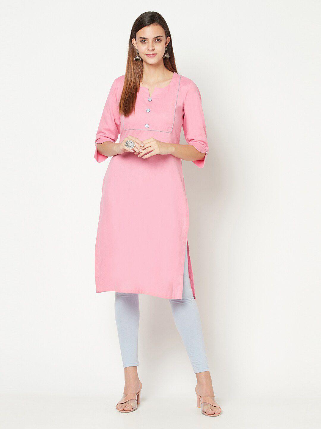 safaa women pink keyhole neck kurta