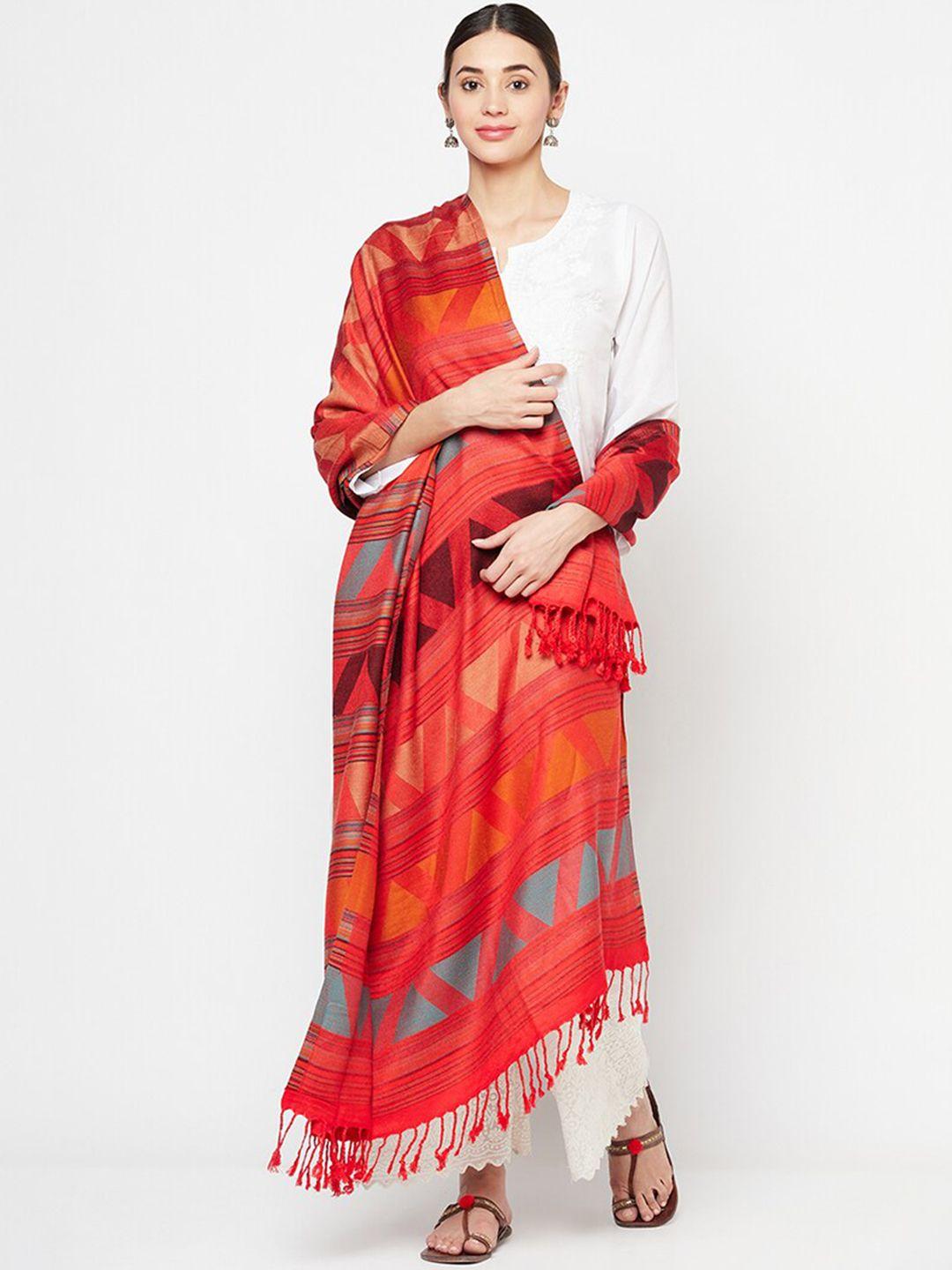 safaa women red & blue woven design shawl