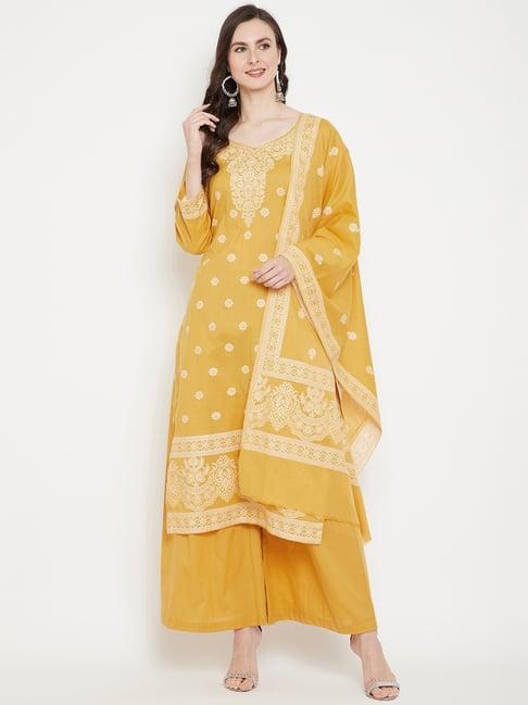 safaa yellow woven pattern unstitched dress material