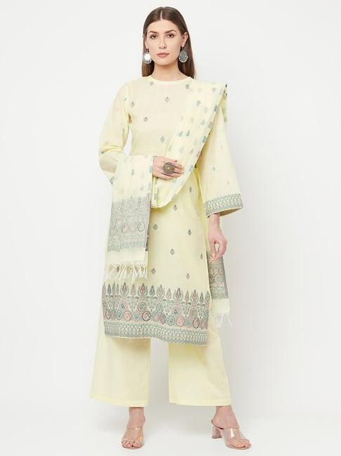 safaa yellow woven pattern unstitched dress material