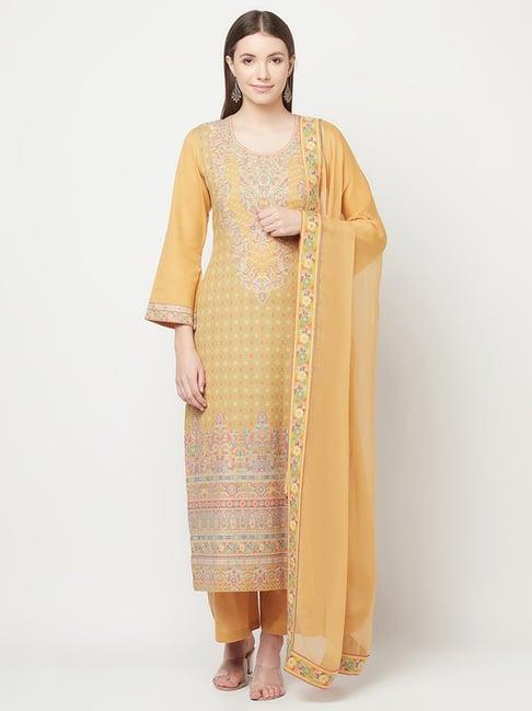 safaa yellow woven pattern unstitched dress material