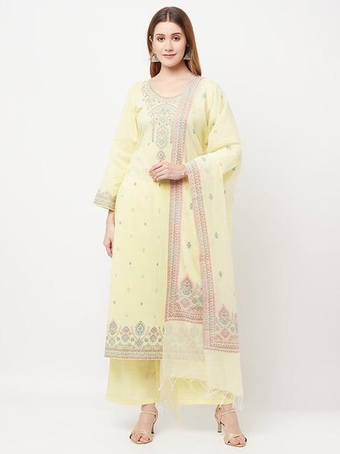 safaa yellow woven pattern unstitched dress material