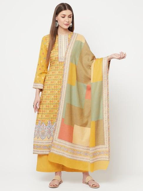 safaa yellow woven pattern unstitched dress material