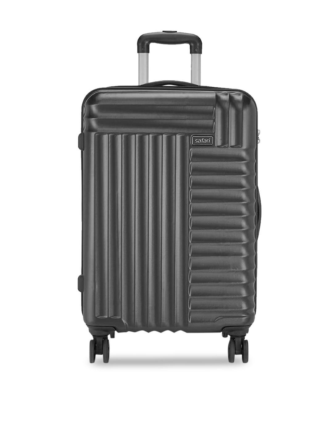 safari grey textured hard-sided large trolley suitcase