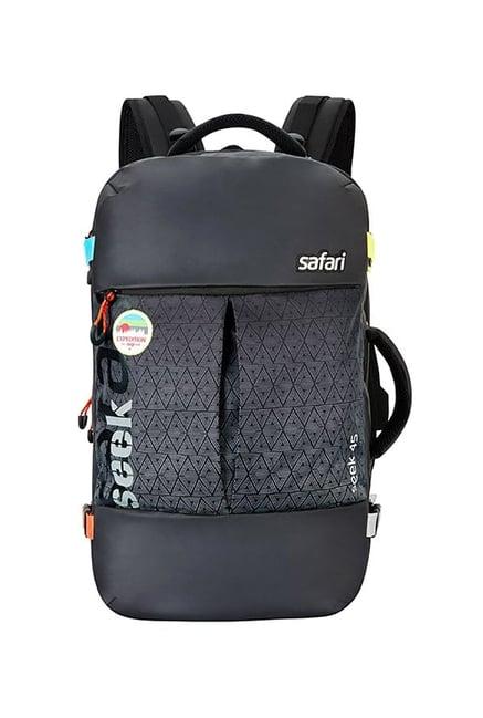 safari black textured laptop travel backpack