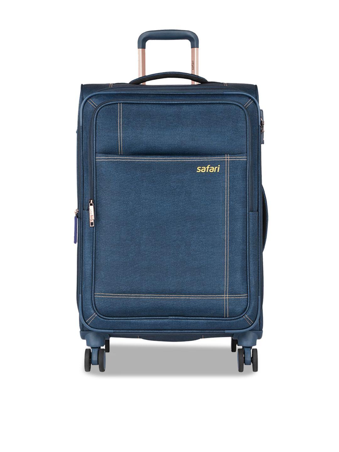 safari denim soft-sided large trolley suitcase