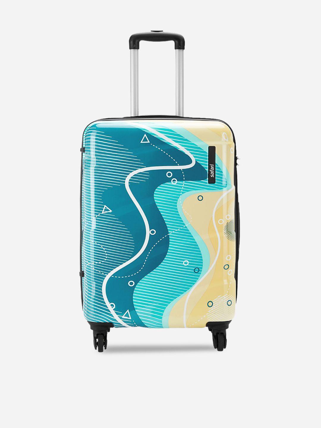 safari printed hard-sided cabin trolley suitcase