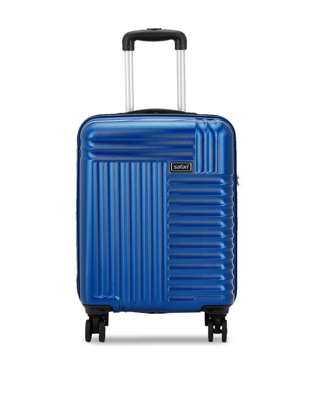 safari unisex blue textured apex premium hard-sided cabin luggage trolley bag