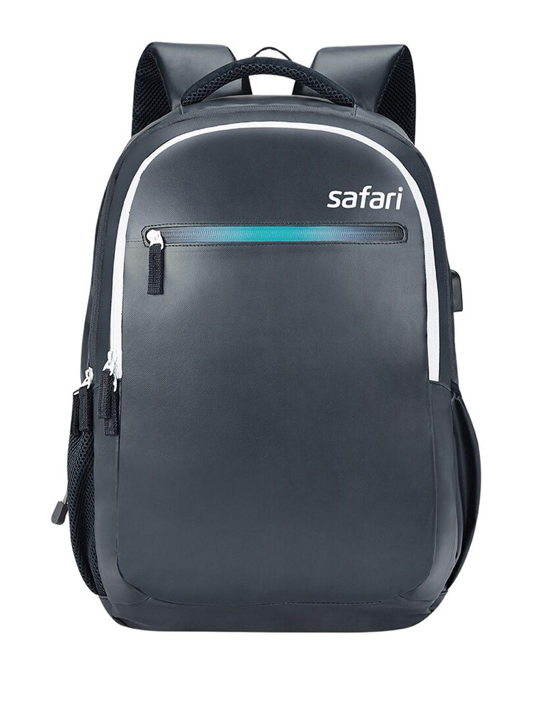 safari unisex brand logo printed padded backpack with usb charging port